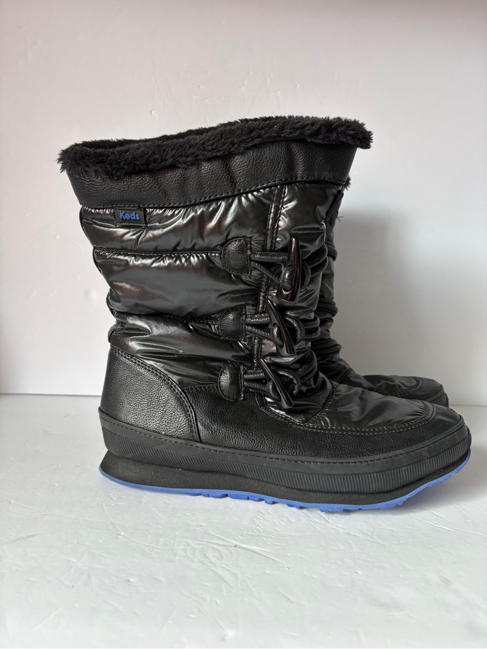 Keds Black Puffer Winter Boots with Faux-Fur Cuff